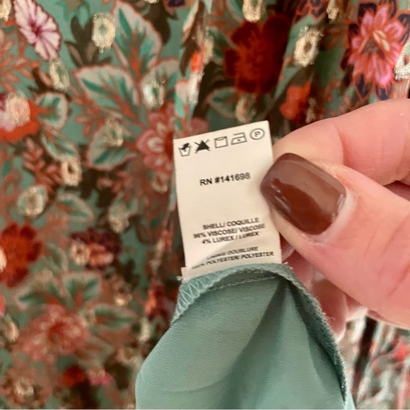 RAMY BROOKE Ryder Floral Blouson Sleeve V Neck Semi Sheer Blouse - Picture 11 of 11